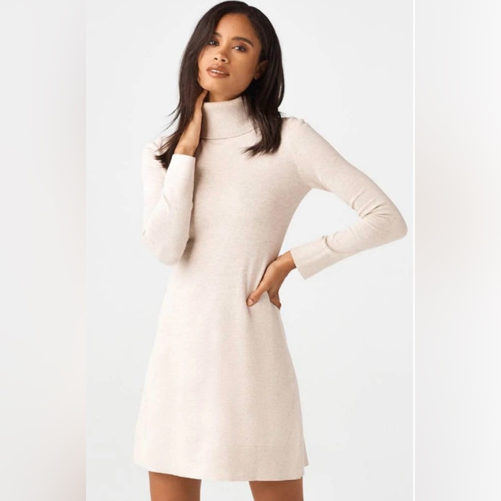 Vetta Capsule The Mockneck Sweater Dress Oatmeal Donegal Women’s Size XS